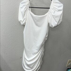 Elegant White Puff Sleeve Dress